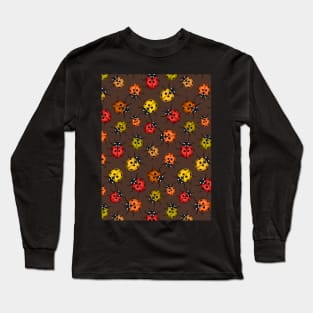 Colorful ladybugs on brown Long Sleeve T-Shirt